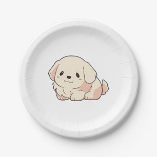 Chibi Golden Retriever Puppy Paper Plate
