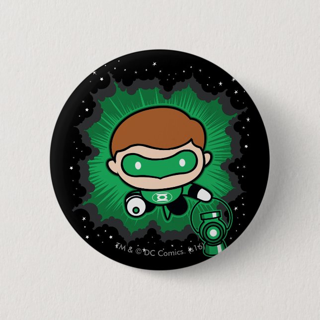 Chibi Green Lantern Flying Through Space 6 Cm Round Badge (Front)