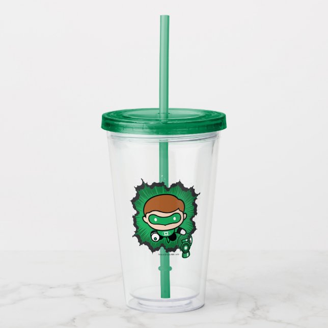 Chibi Green Lantern Flying Through Space Acrylic Tumbler (Front)