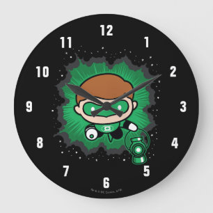 Chibi Green Lantern Flying Through Space Large Clock
