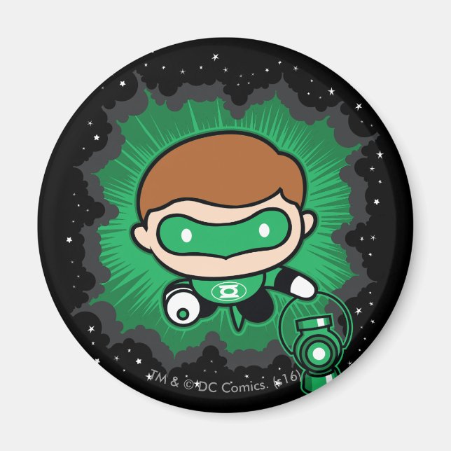 Chibi Green Lantern Flying Through Space Magnet (Front)