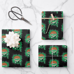 Chibi Green Lantern Flying Through Space Wrapping Paper Sheet