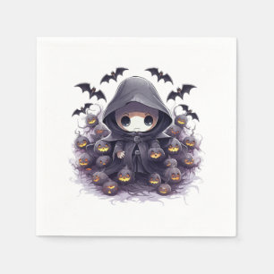 Chibi Grim Reaper Halloween - Adorable Dark Fantas Napkin