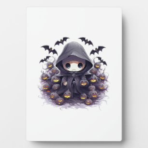 Chibi Grim Reaper Halloween - Adorable Dark Fantas Plaque