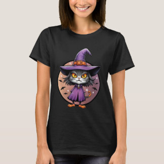 Chibi Halloween Witch Cat T-Shirt