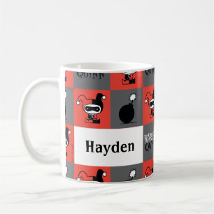 Chibi Harley Quinn Chequered Pattern Coffee Mug