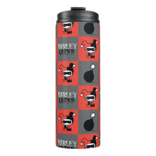 Chibi Harley Quinn Chequered Pattern Thermal Tumbler