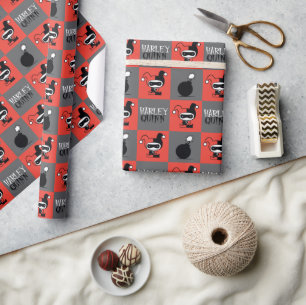 Chibi Harley Quinn Chequered Pattern Wrapping Paper