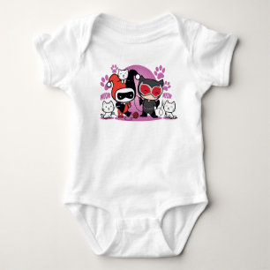 Chibi Harley Quinn & Chibi Catwoman With Cats Baby Bodysuit