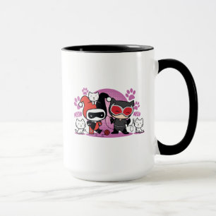 Chibi Harley Quinn & Chibi Catwoman With Cats Mug