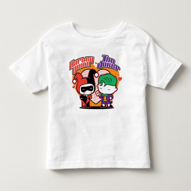 Chibi Harley Quinn & Chibi Joker Hearts Toddler T-Shirt (Front)