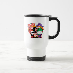 Chibi Harley Quinn & Chibi Joker Hearts Travel Mug