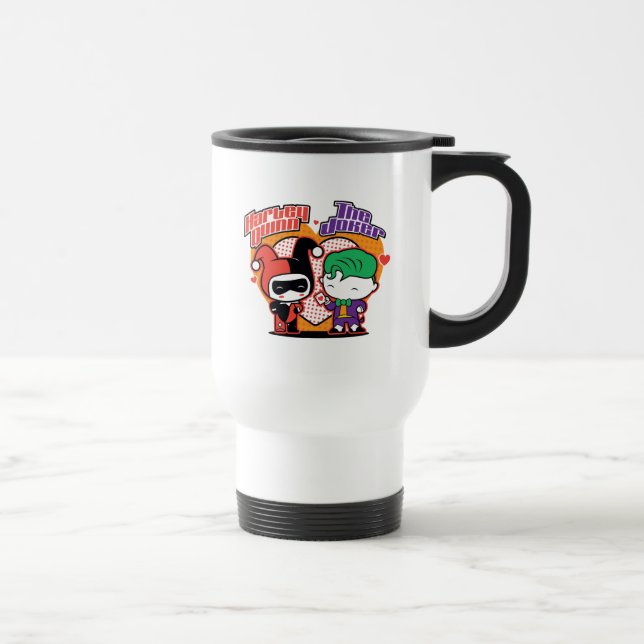 Chibi Harley Quinn & Chibi Joker Hearts Travel Mug (Right)
