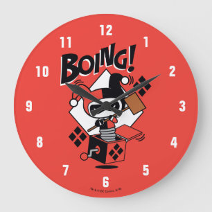 Chibi Harley-Quinn-In-A-Box With Hammer Large Clock