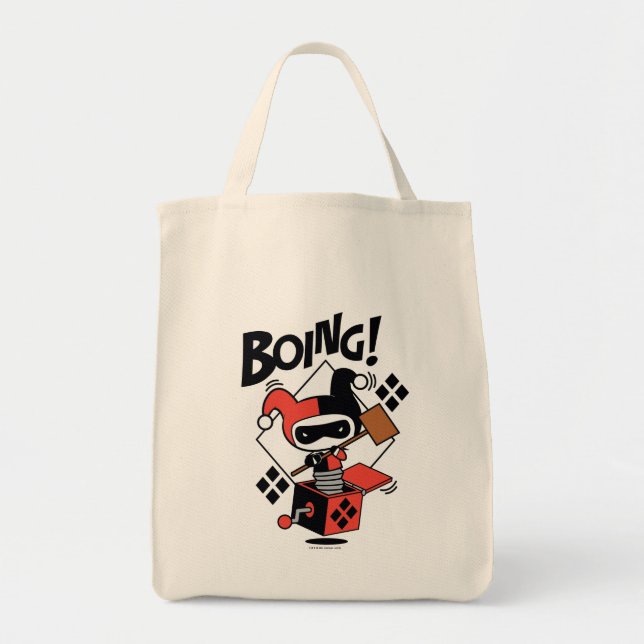 Chibi Harley-Quinn-In-A-Box With Hammer Tote Bag (Front)