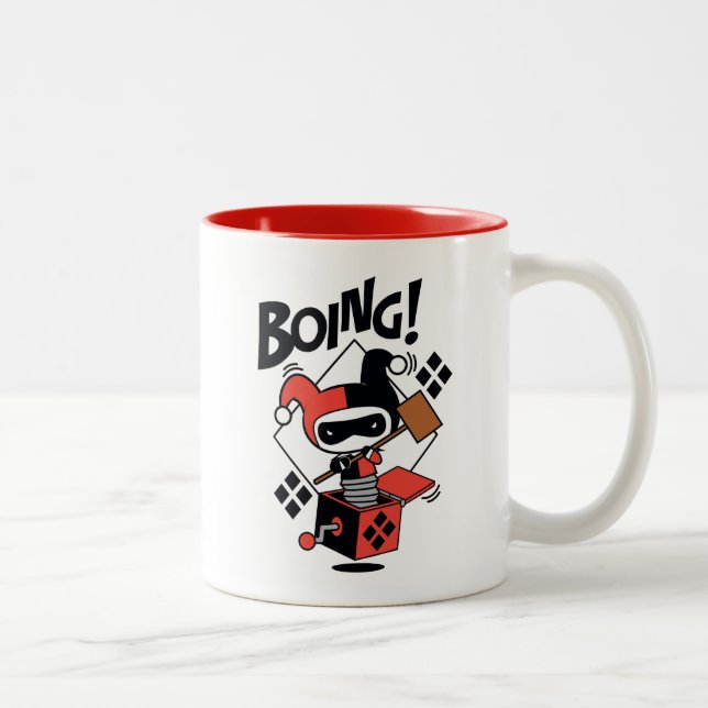 Chibi Harley-Quinn-In-A-Box With Hammer Two-Tone Coffee Mug (Right)