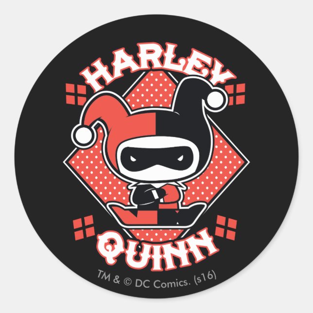 Chibi Harley Quinn Splits Classic Round Sticker (Front)