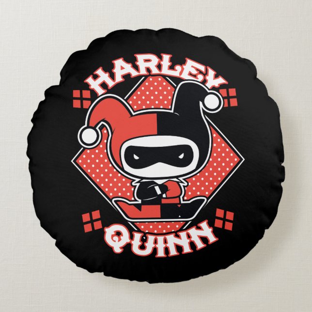 Chibi Harley Quinn Splits Round Cushion (Front)