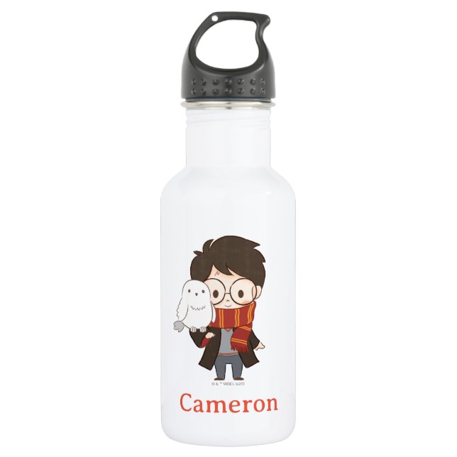 Chibi HARRY POTTER™ & Hedwig 532 Ml Water Bottle (Front)