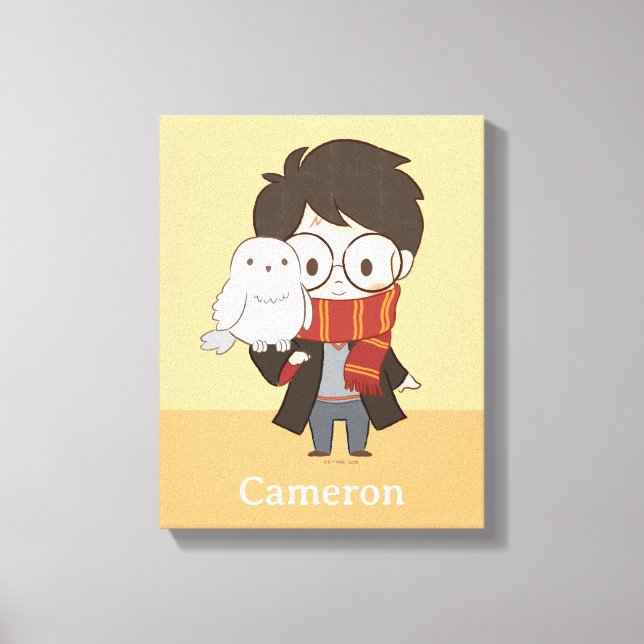 Chibi HARRY POTTER™ & Hedwig Canvas Print (Front)