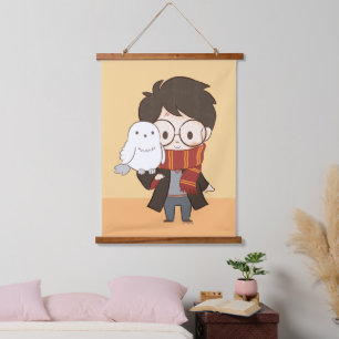 Chibi HARRY POTTER™ & Hedwig Hanging Tapestry