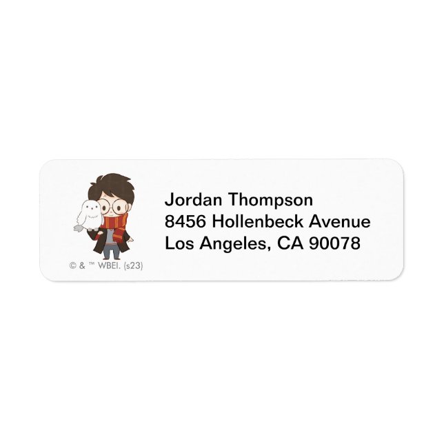 Chibi HARRY POTTER™ & Hedwig Return Address Label (Front)