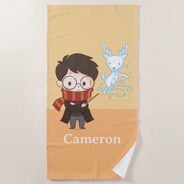 Chibi HARRY POTTER™ Patronus Beach Towel (Front)