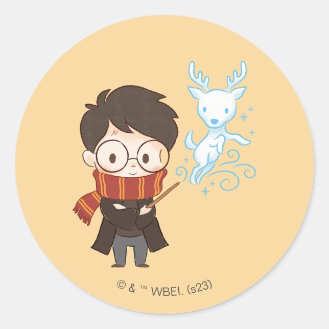 Chibi HARRY POTTER™ Patronus Classic Round Sticker (Front)