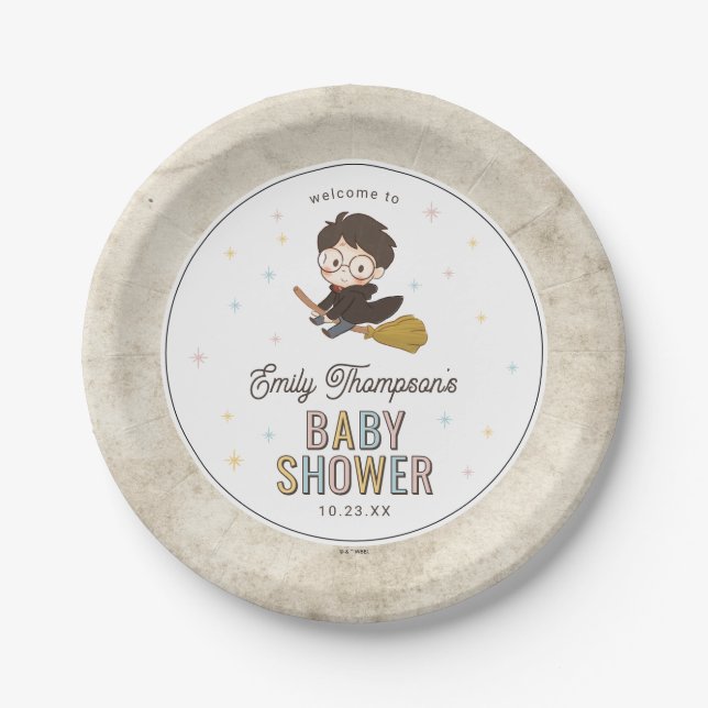 Chibi Harry Potter Wizard Baby Shower Paper Plate (Front)