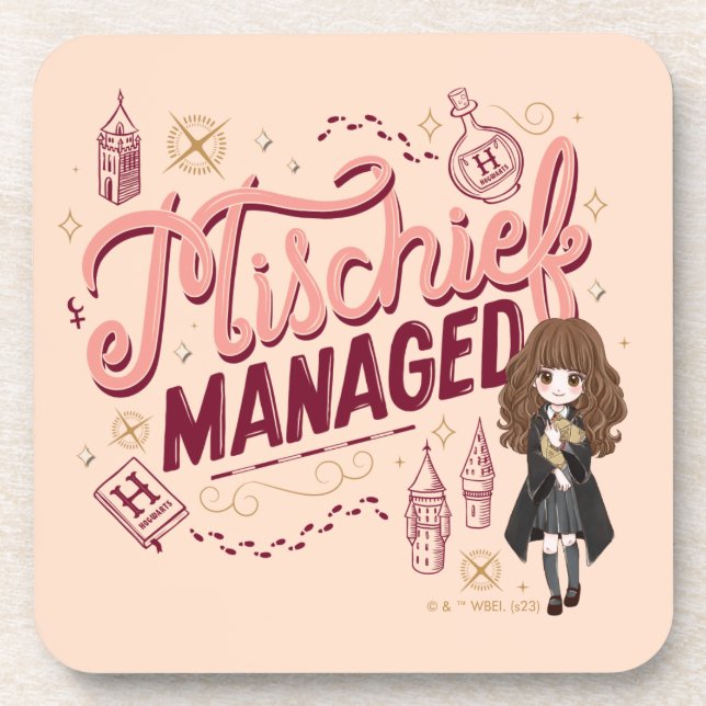 Chibi Hermione "Mischief Managed" Coaster (Front)