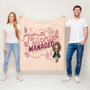 Chibi Hermione "Mischief Managed" Fleece Blanket
