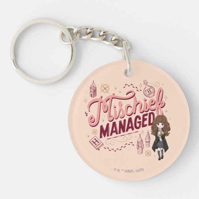 Chibi Hermione "Mischief Managed" Key Ring (Front)