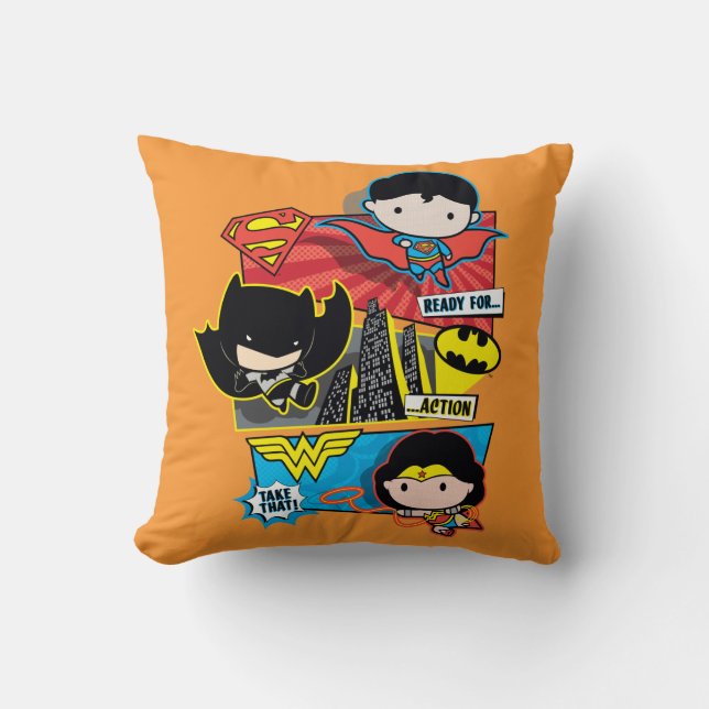 Chibi Heroes Ready For Action! Cushion (Front)