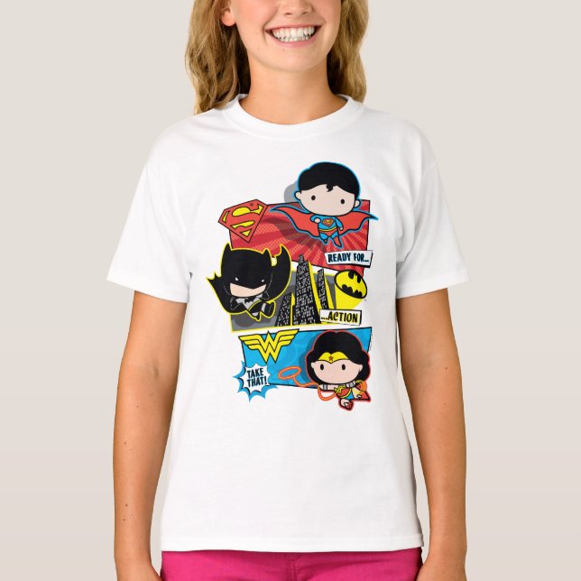 Chibi Heroes Ready For Action! T-Shirt (Front)
