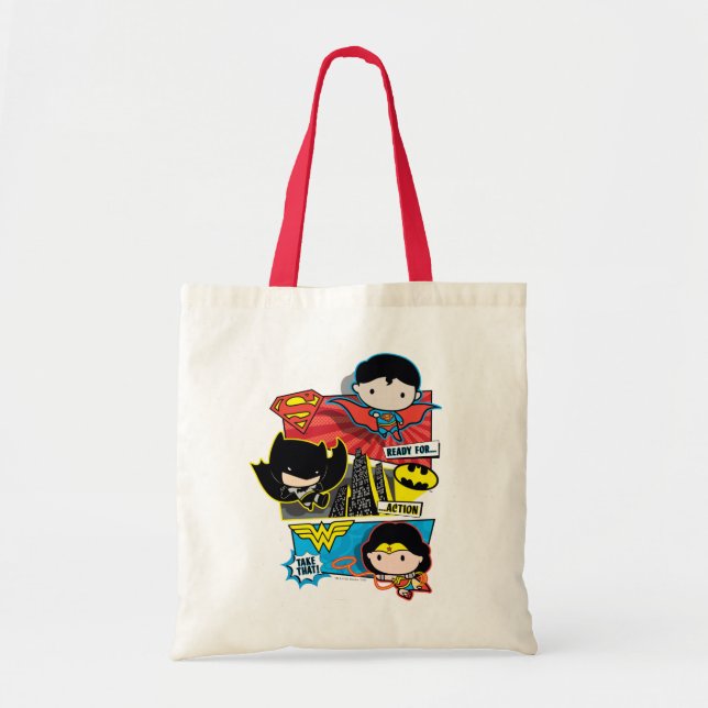 Chibi Heroes Ready For Action! Tote Bag (Front)