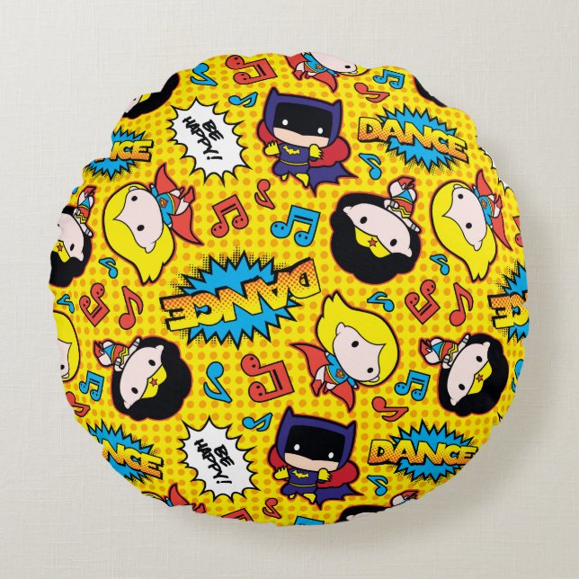 Chibi Heroine Dance Pattern Round Cushion (Front)