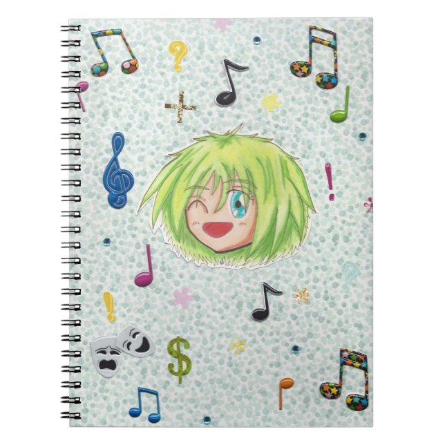 Chibi Izumi w/ collage Background Notebook (Front)