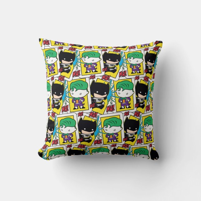 Chibi Joker and Batman Playing Card Pattern Cushion (Front)