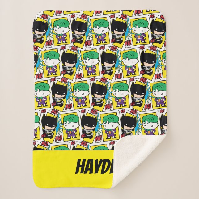 Chibi Joker and Batman Playing Card Pattern Sherpa Blanket (Front)