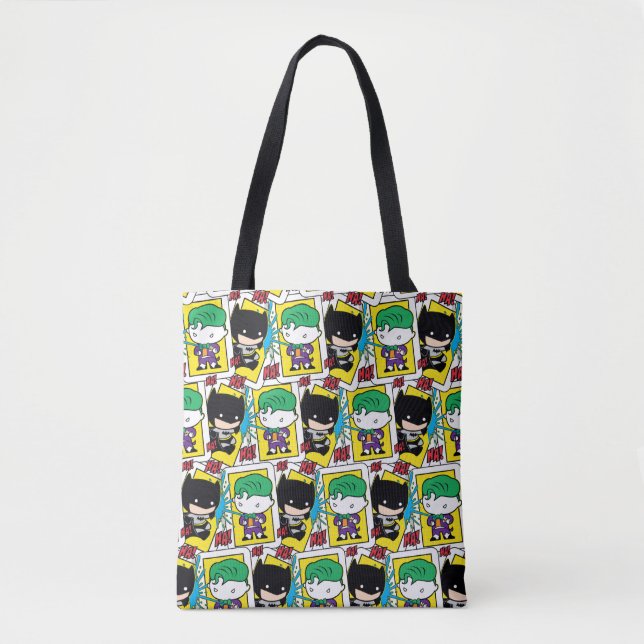 Chibi Joker and Batman Playing Card Pattern Tote Bag (Front)