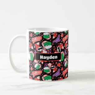 Chibi Joker and Harley Heart Pattern Coffee Mug