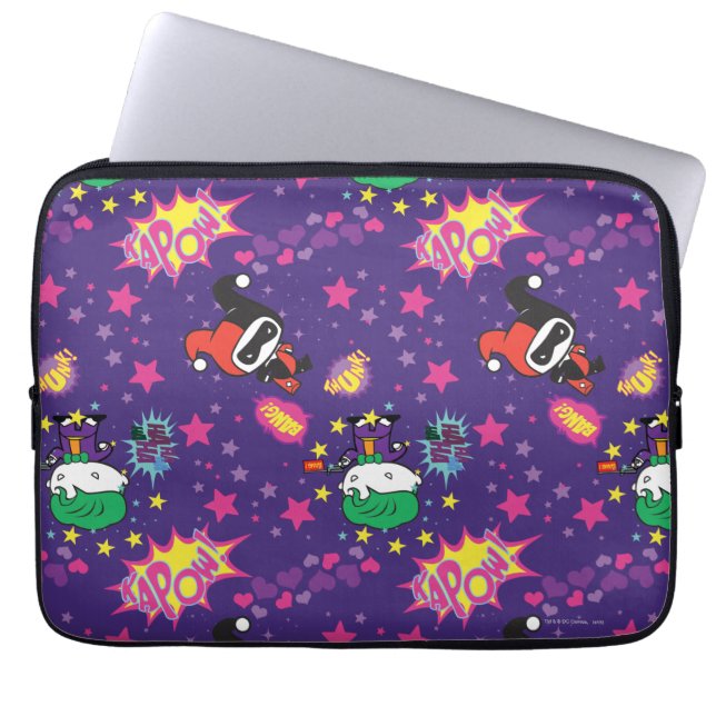 Chibi Joker and Harley Pattern Laptop Sleeve (Front)