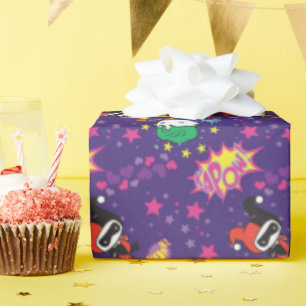 Chibi Joker and Harley Pattern Wrapping Paper