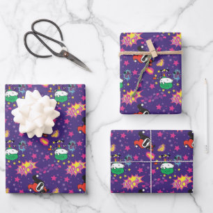 Chibi Joker and Harley Pattern Wrapping Paper Sheet