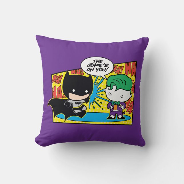 Chibi Joker Pranking Chibi Batman Cushion (Front)