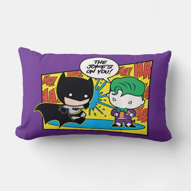 Chibi Joker Pranking Chibi Batman Lumbar Cushion (Front)