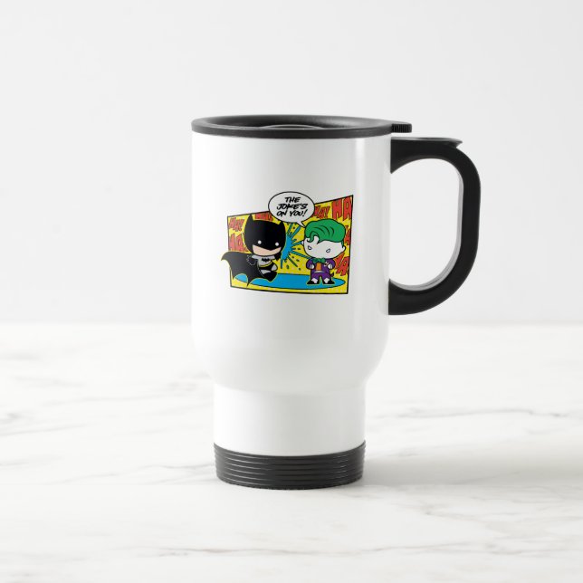 Chibi Joker Pranking Chibi Batman Travel Mug (Right)