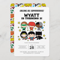 Chibi Justice League Birthday Invitation
