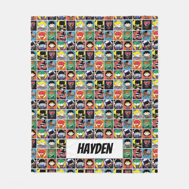 Chibi Justice League Character Pattern Fleece Blanket (Front)