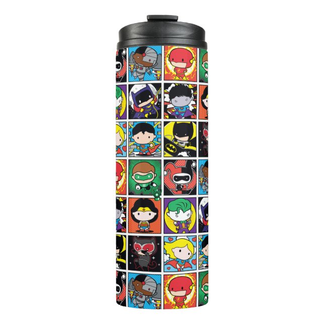 Chibi Justice League Character Pattern Thermal Tumbler (Front)
